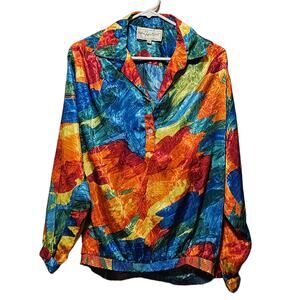 Vintage Helen Fabrikant 100% Polyester Multicolor Blouse